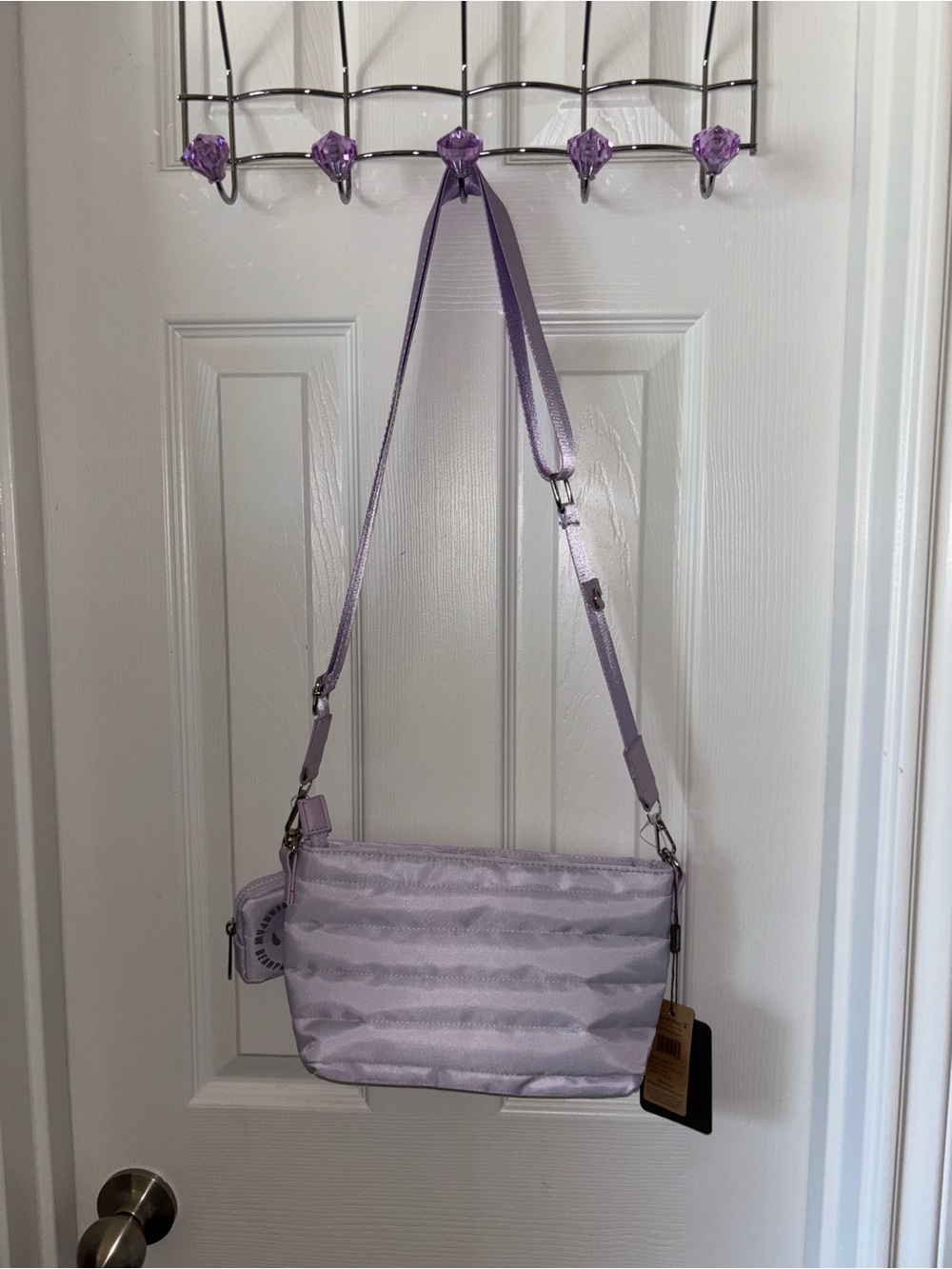 Lilac Purple Quilted Crossbody Bag - Picture 3 of 4